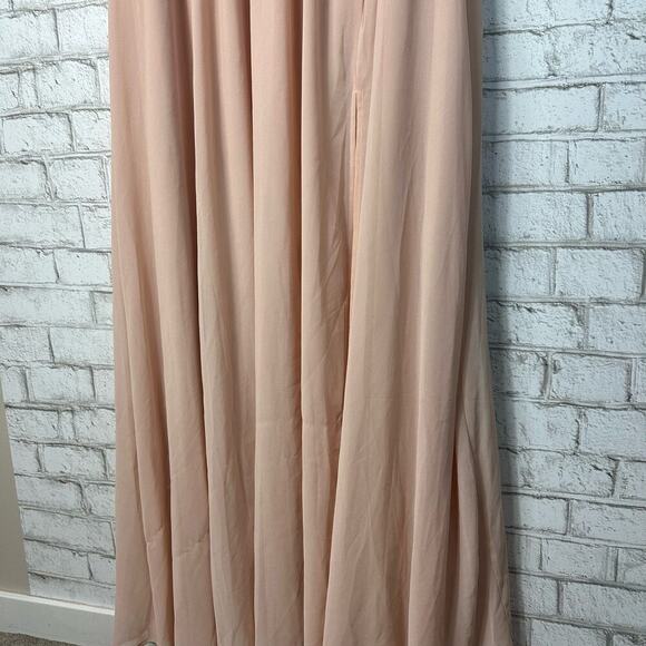 Lulus Dress Blush Pink Thoughts of Hue Surplice Maxi Gown Formal Bridesmaid 1X - Picture 9 of 9